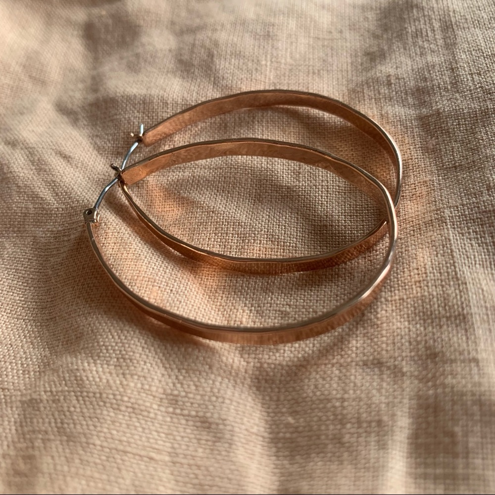 Oval Hoops - Hammered Metal